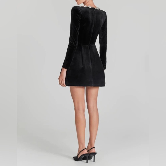 Black Velvet Holiday Mini Dress - Picture 2 of 6